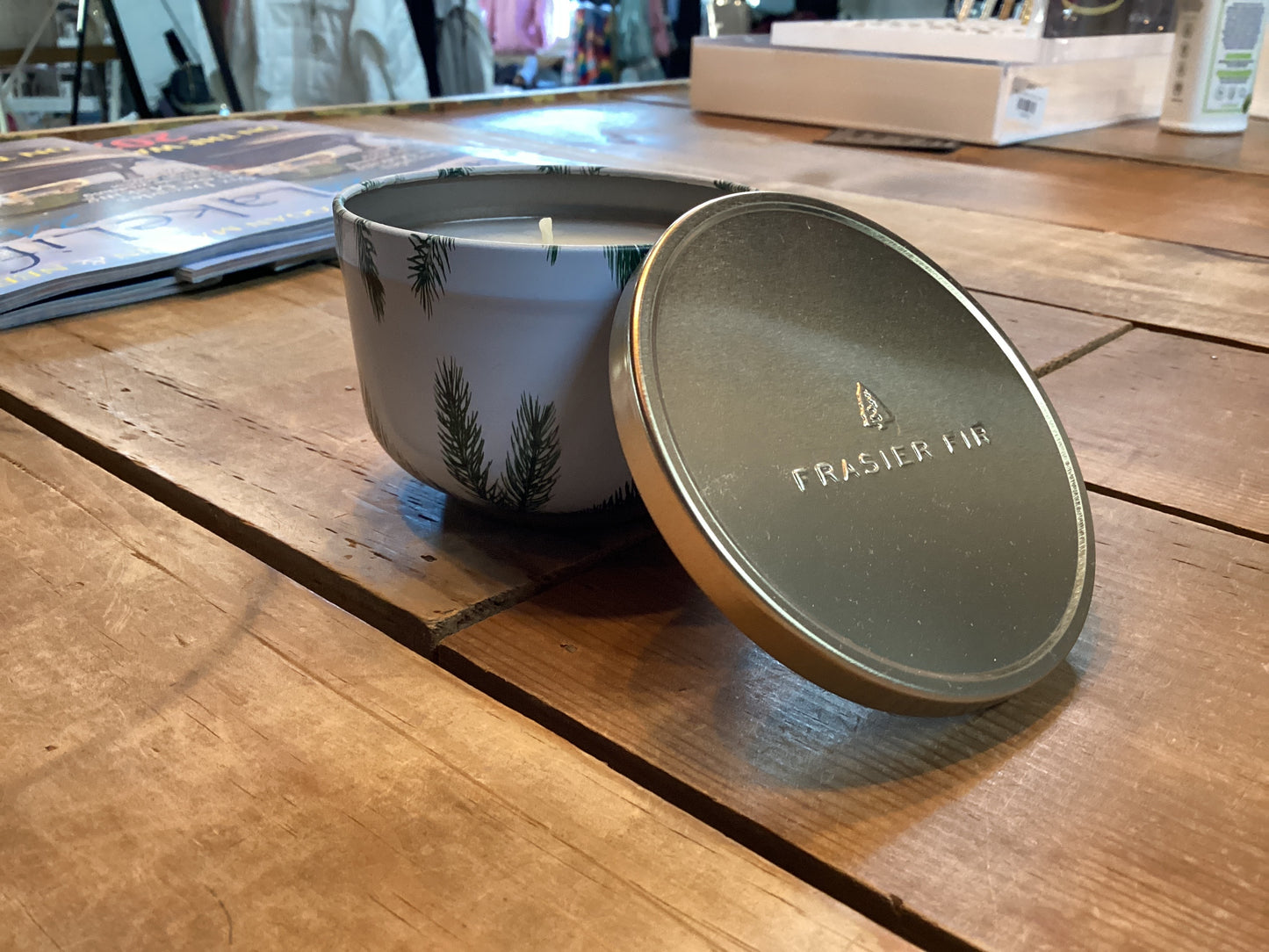 Thymes Poured Tin Candle; Frasier Fir