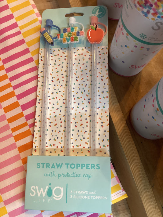 TEACHER LIFE STRAW TOPPER SET