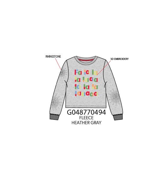 Paper Flower - Fa la la embroidery and rhinestone graphic sweatshirt