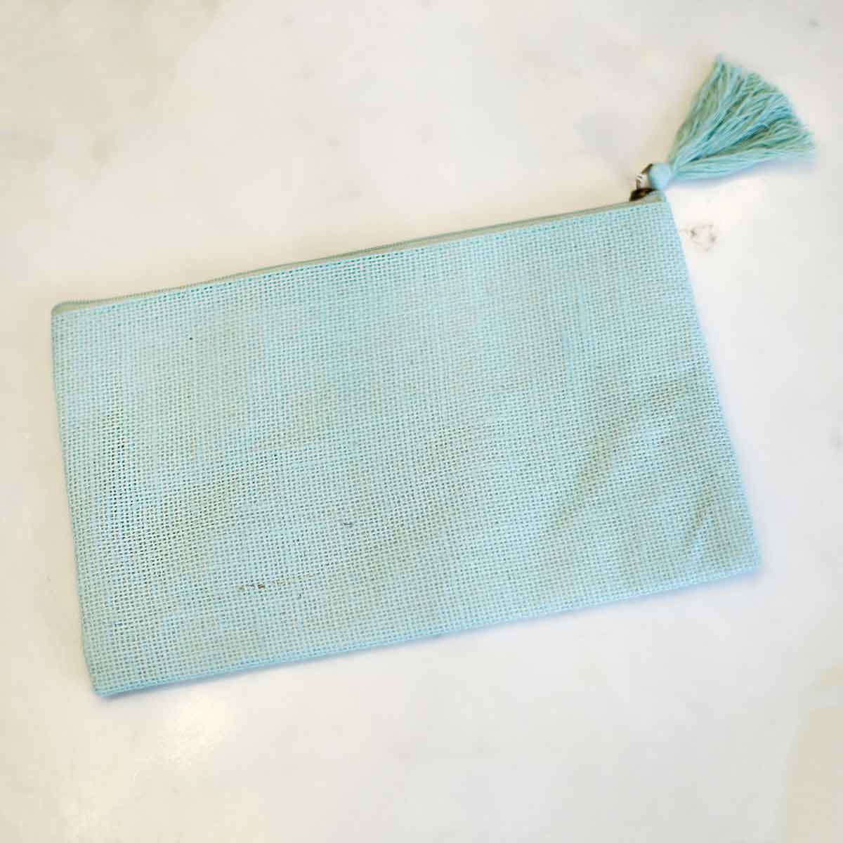 Jute Cosmetic Bag   Sky   10x6