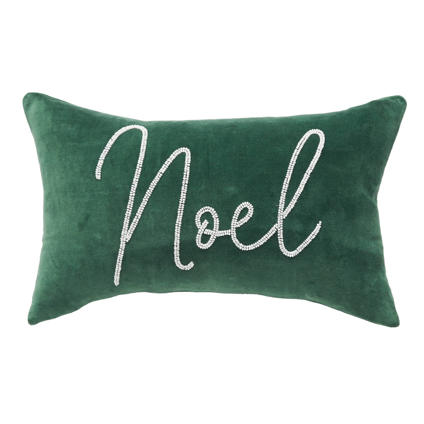 carol & frank - Christmas Noel Green Velvet Throw Pillow