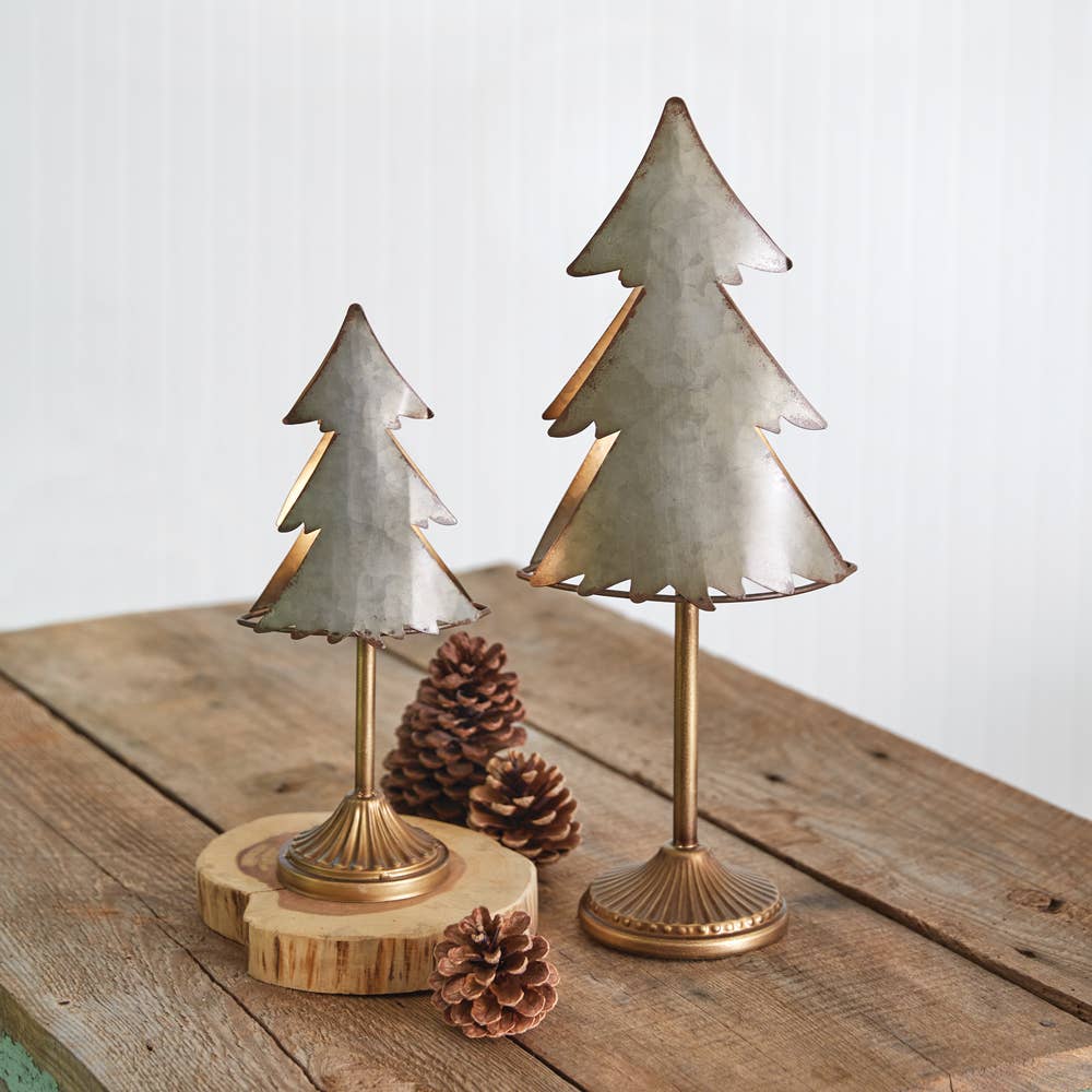 CTW Home Collection - Set of Two Galvanized Tree Tealight Holders