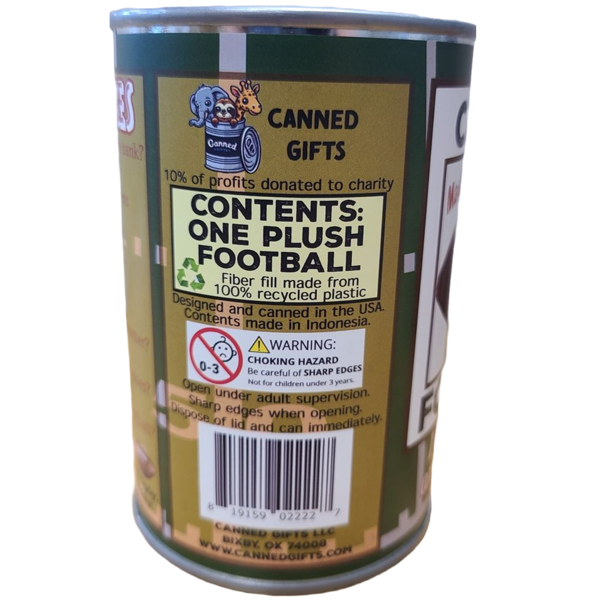 Canned Football | Stuffed Sports Plush in a Can w/Jokes