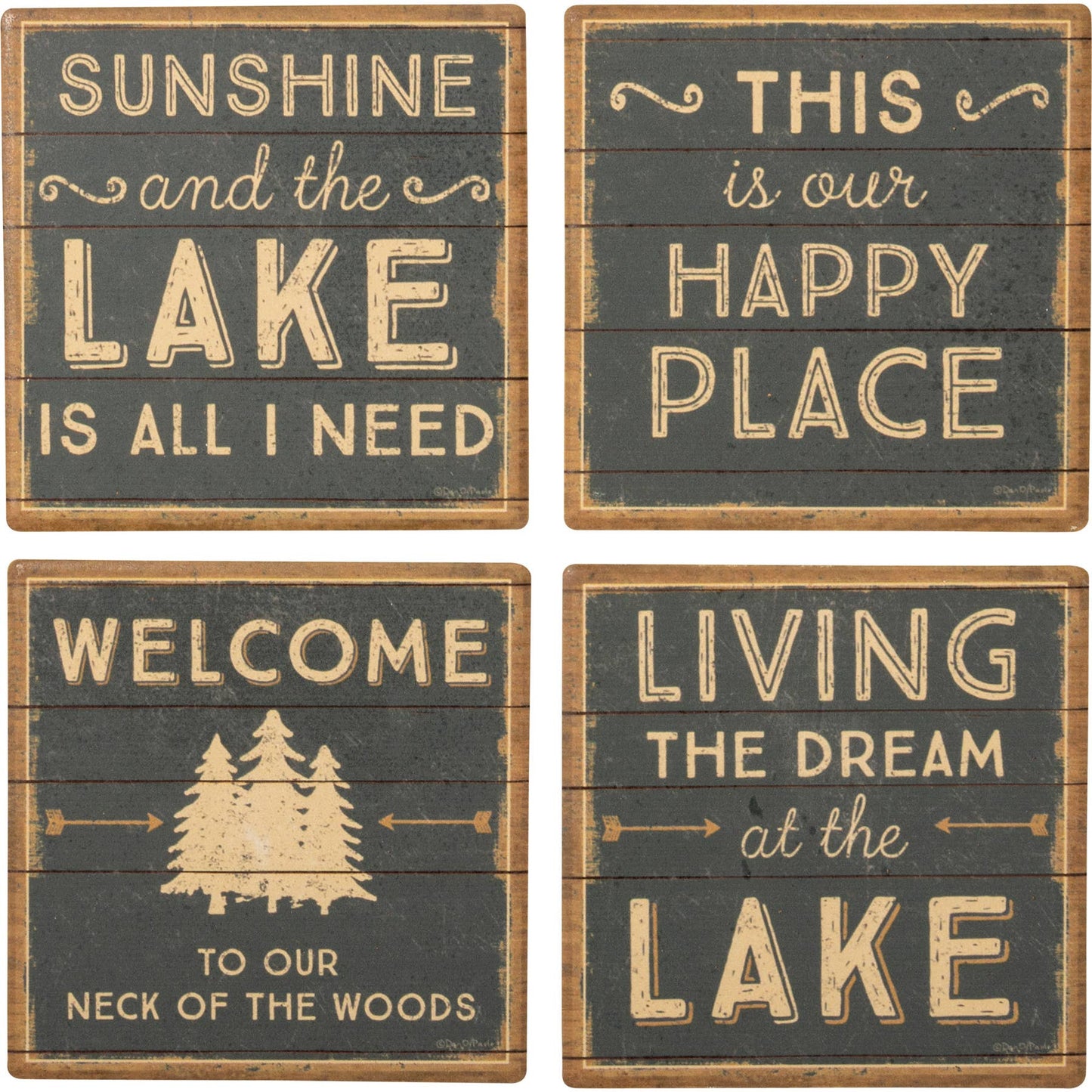 Primitives by Kathy - This Is Our Happy Place Lake Coaster Set