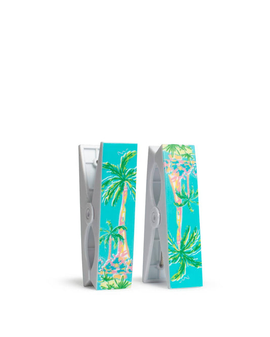 The Royal Standard - Caribbean Palm Beach Towel Clips   Aruba Blue/Multi 1.5x4.5   Set of 2