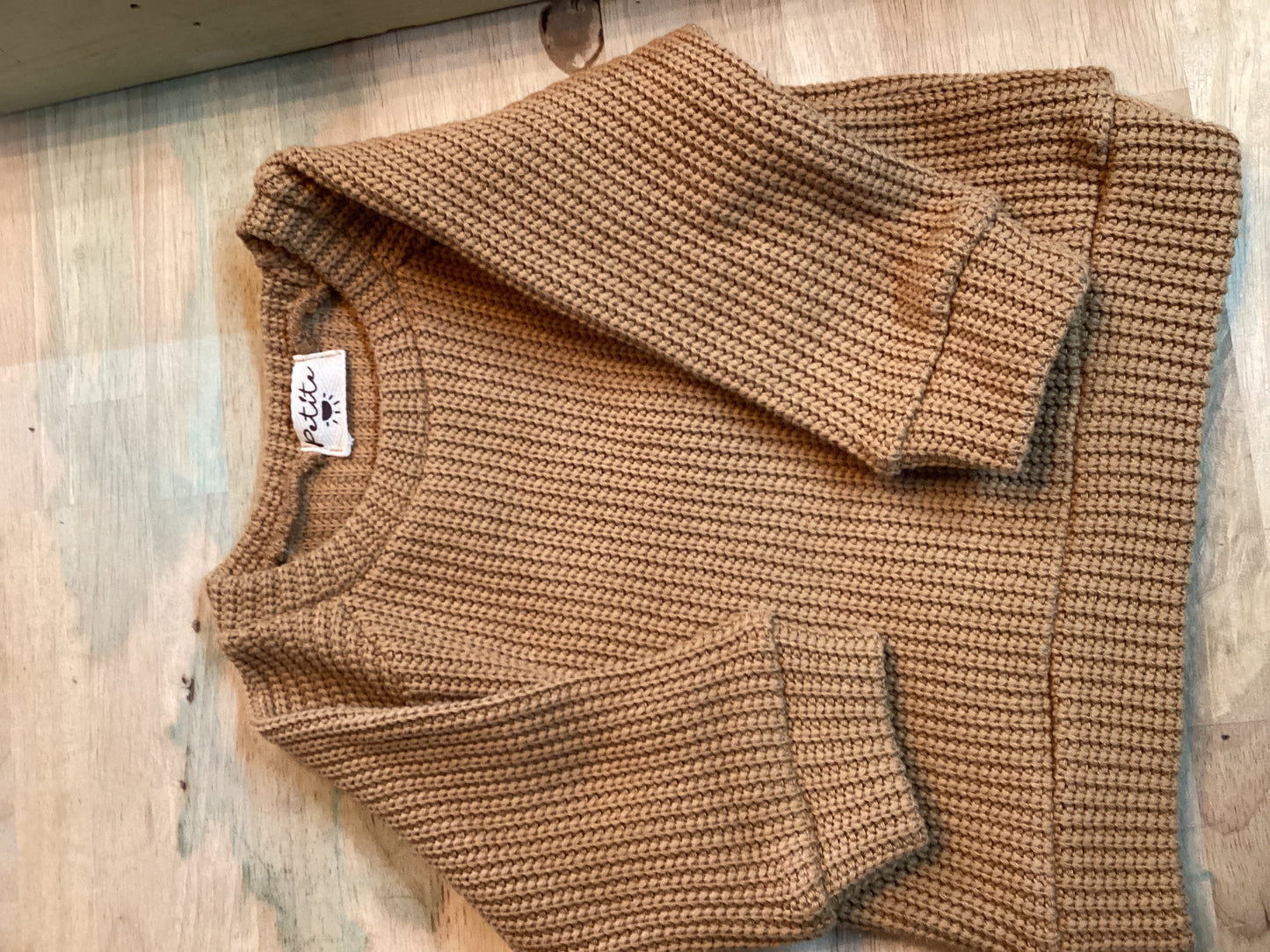 Petite Evelina/knit cotton sweater/caramel