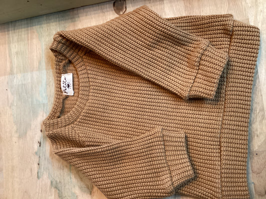Petite Evelina/knit cotton sweater/caramel