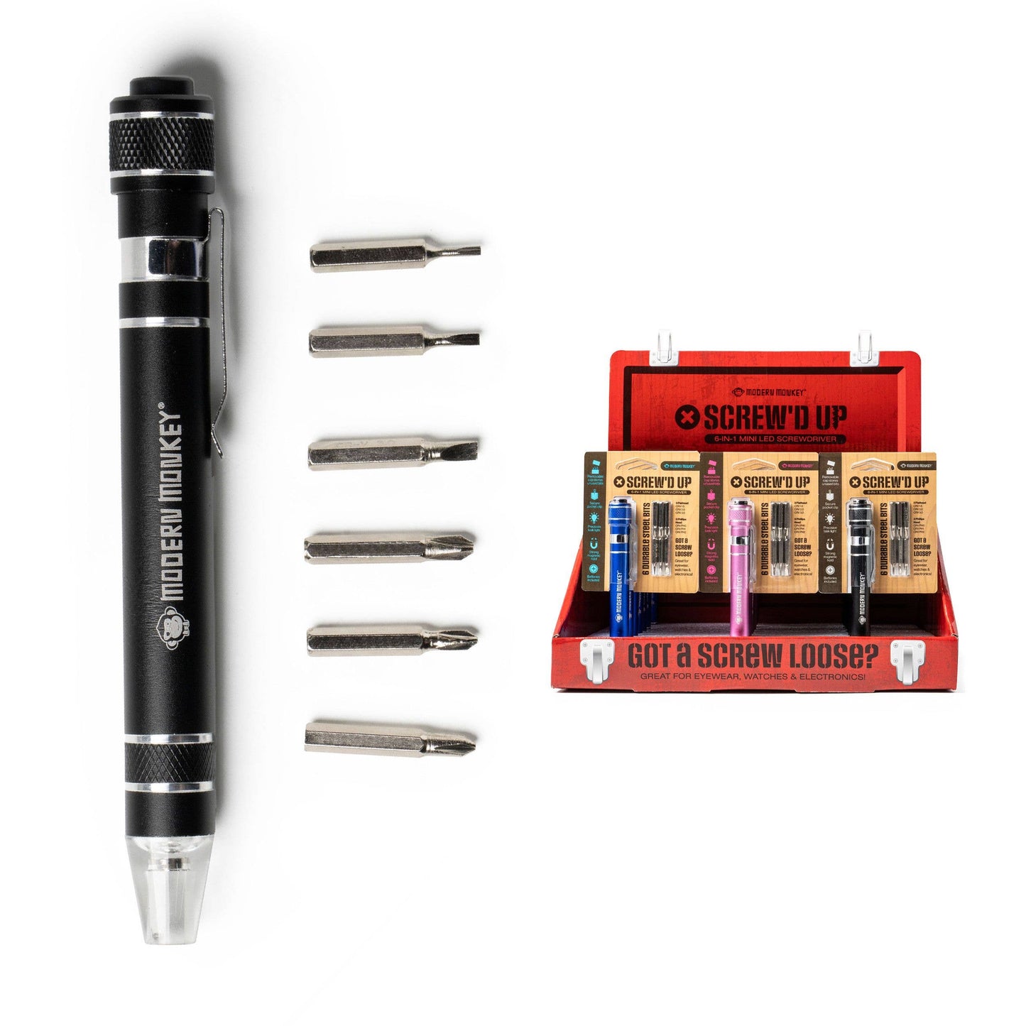 DM Merchandising -  Modern Monkey® Screw’d Up 6-in-1 Mini LED Screwdriver