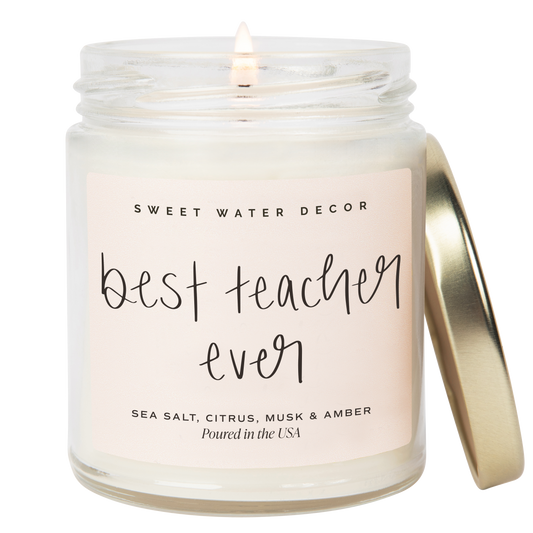 Sweet Water Decor - Best Teacher Ever 9 oz Soy Candle - Home Decor & Gifts
