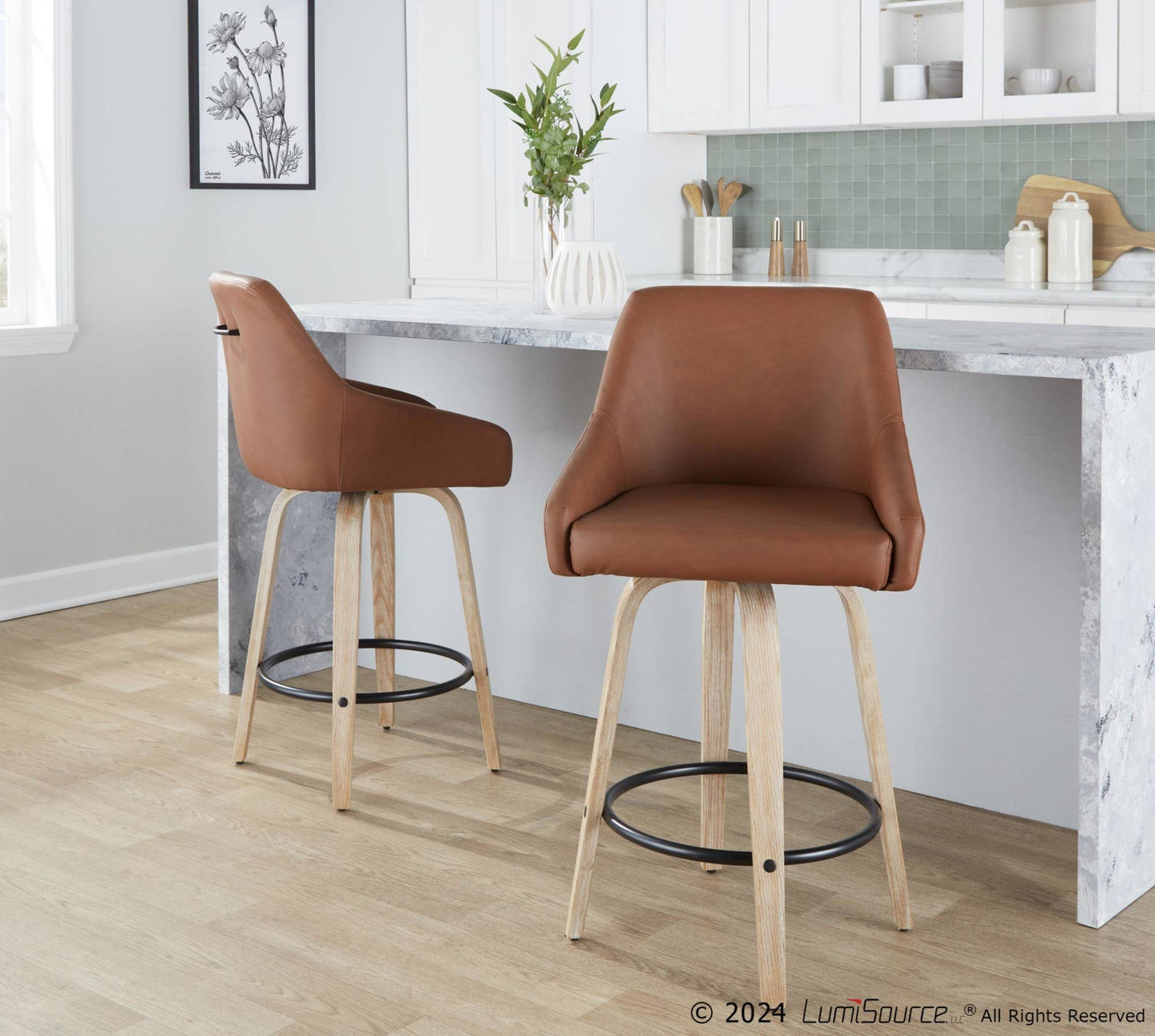 LumiSource and Grandview Gallery - Hannah 26" Fixed-Height Counter Stool WW - Set of 2