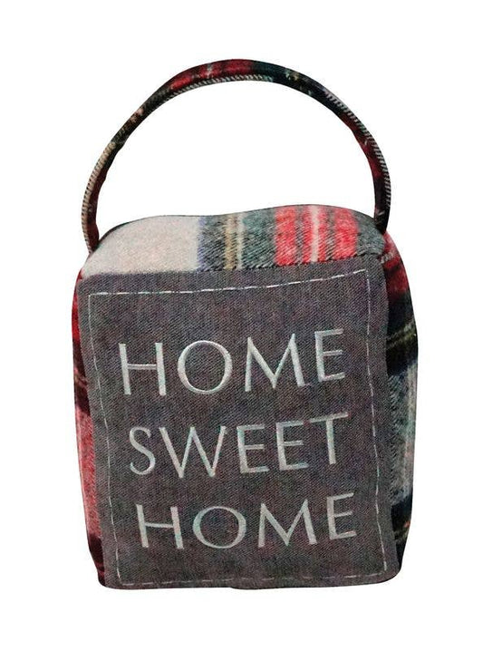 Red/grey Plaid Home Sweet Home Doorstop