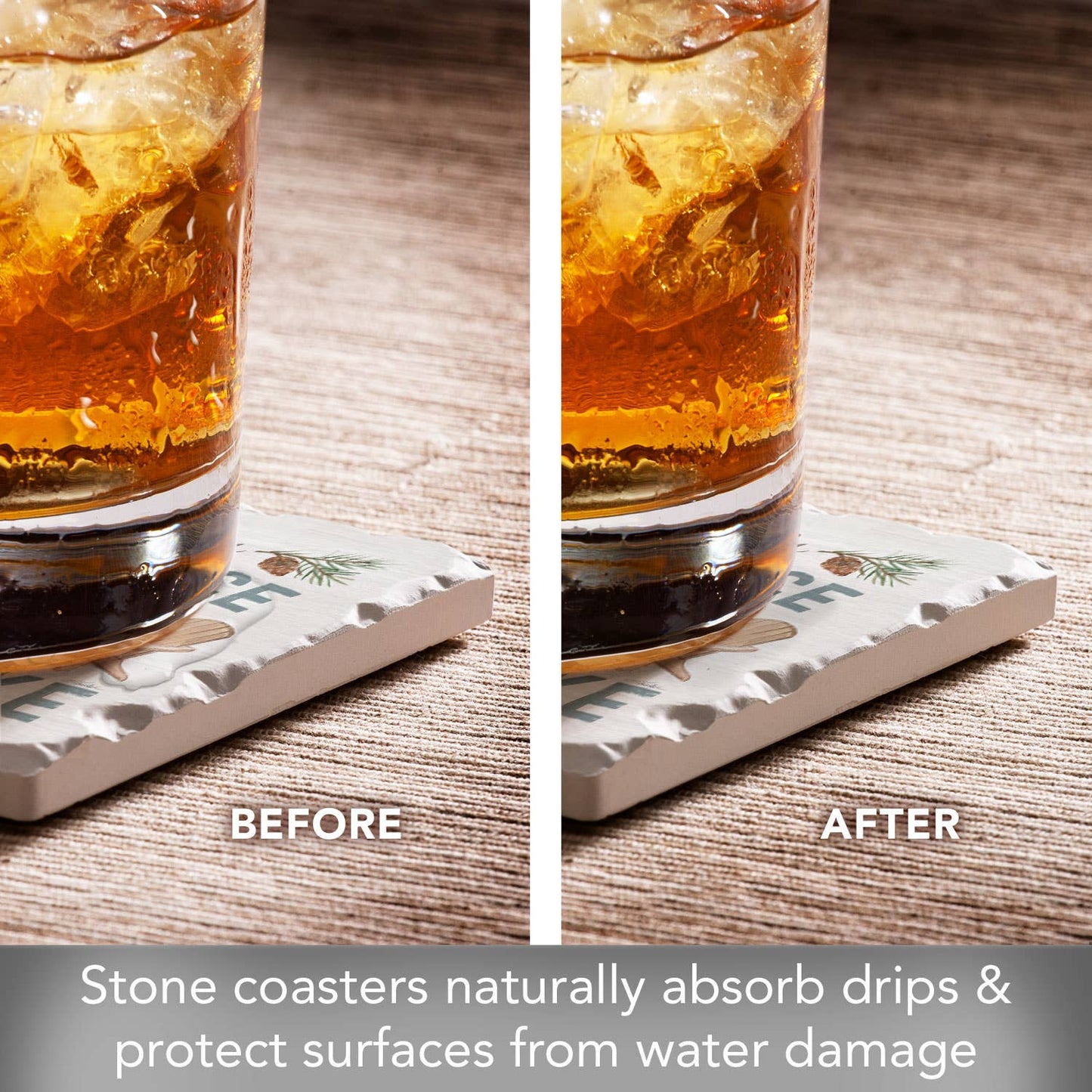 CounterArt/Highland Home/Thirstystone - "Rustic Lake" 4 Pack Assorted Image Coaster Set