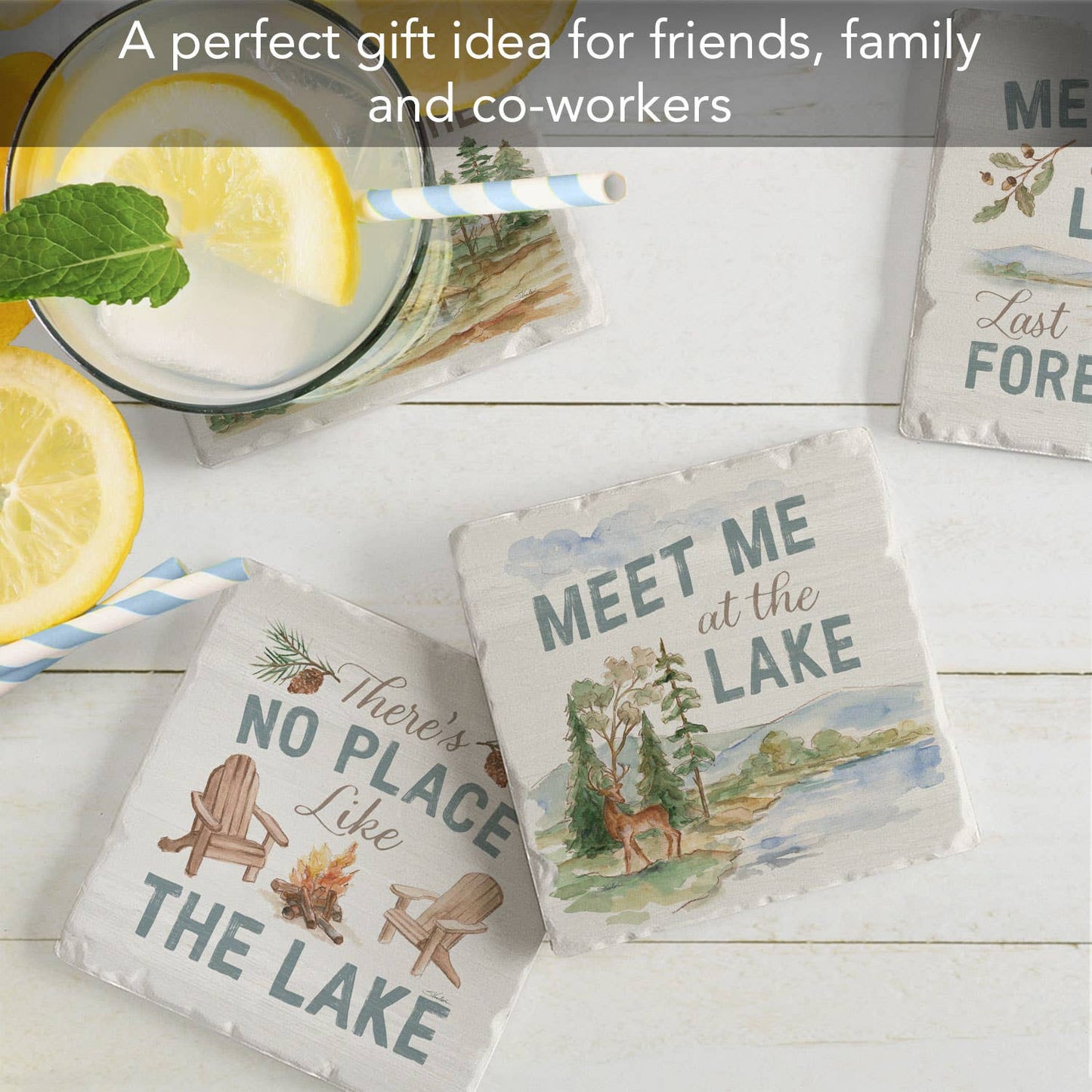 CounterArt/Highland Home/Thirstystone - "Rustic Lake" 4 Pack Assorted Image Coaster Set