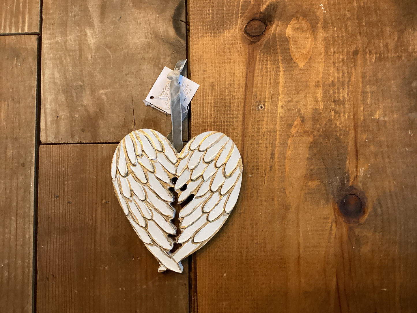 Wooden angel wings ornament