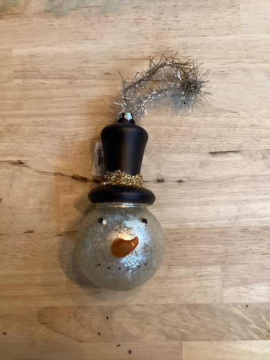 GLASS SNOWMAN HEAD ORNAMENT