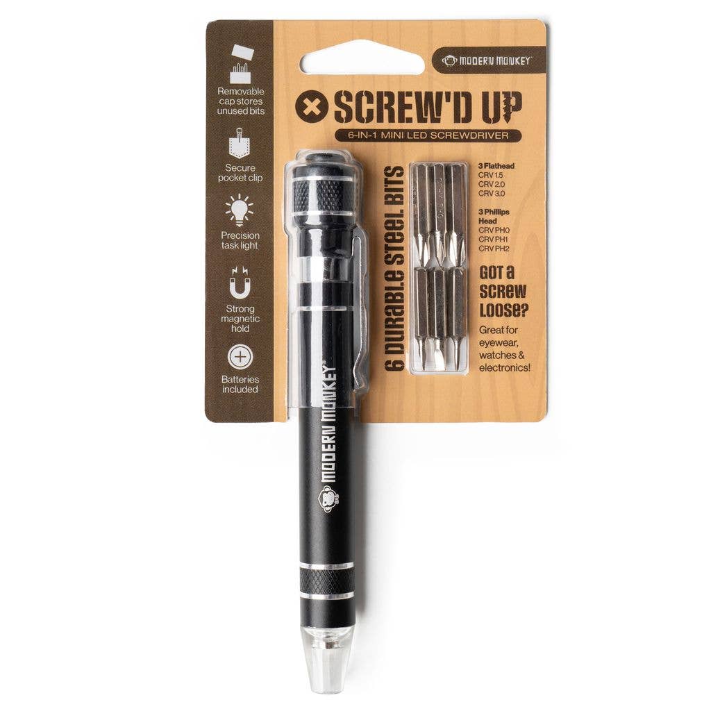 DM Merchandising -  Modern Monkey® Screw’d Up 6-in-1 Mini LED Screwdriver