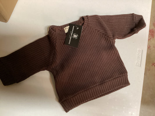 Petite Evelina/knit cotton sweater/chocolate