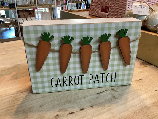 Carrot Patch Green and White Gingham check box sign
