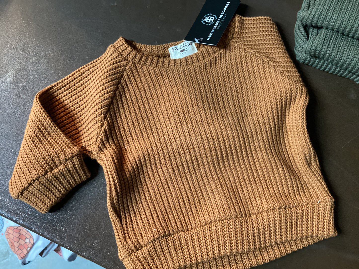 Petite Evelina/knit cotton sweater/terracotta