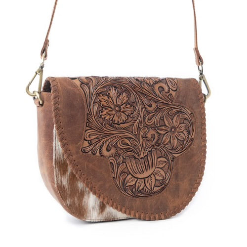 Bronco Ridge Handtooled Bag in Canyon Tan by MYRA