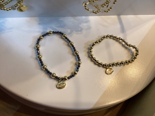 Alex Carol faceted Hematite and Gold bracelet