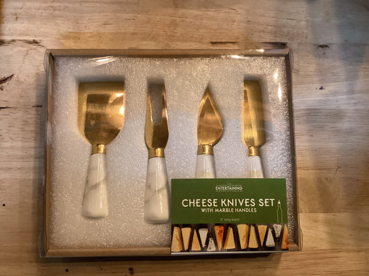4pc Cheese Knives Set with Marble