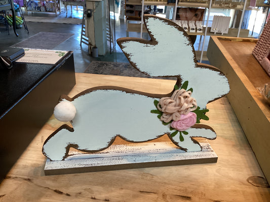 Distressed white running easter bunny