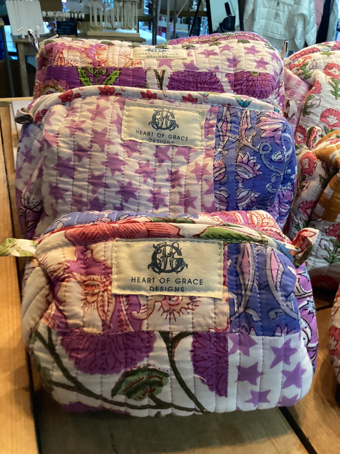 Quilted Cosmetic Bag Set of 3; by Heart of Grace