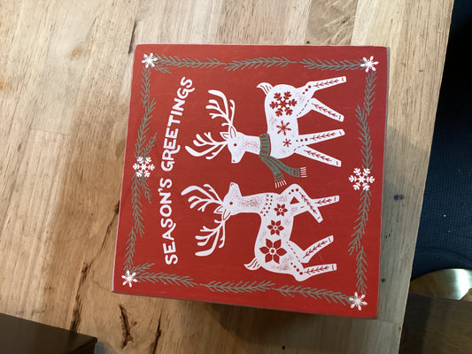 SEASONS GREETINGS BLOCK WOOD