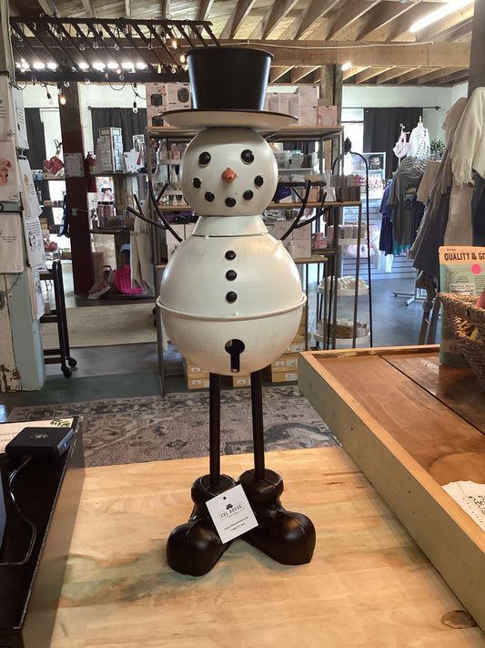 Distressed Metal Standing Top Hat Snowman
