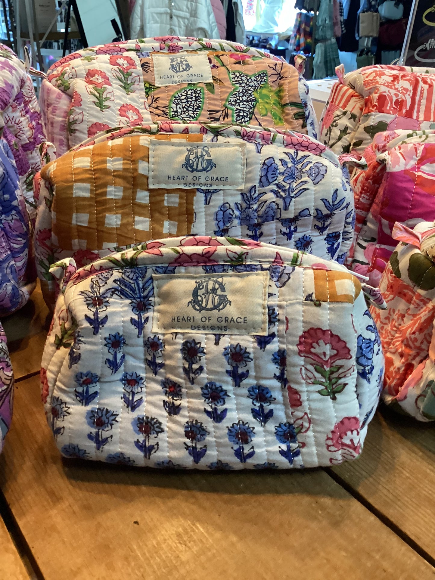 Quilted Cosmetic Bag Set of 3; by Heart of Grace