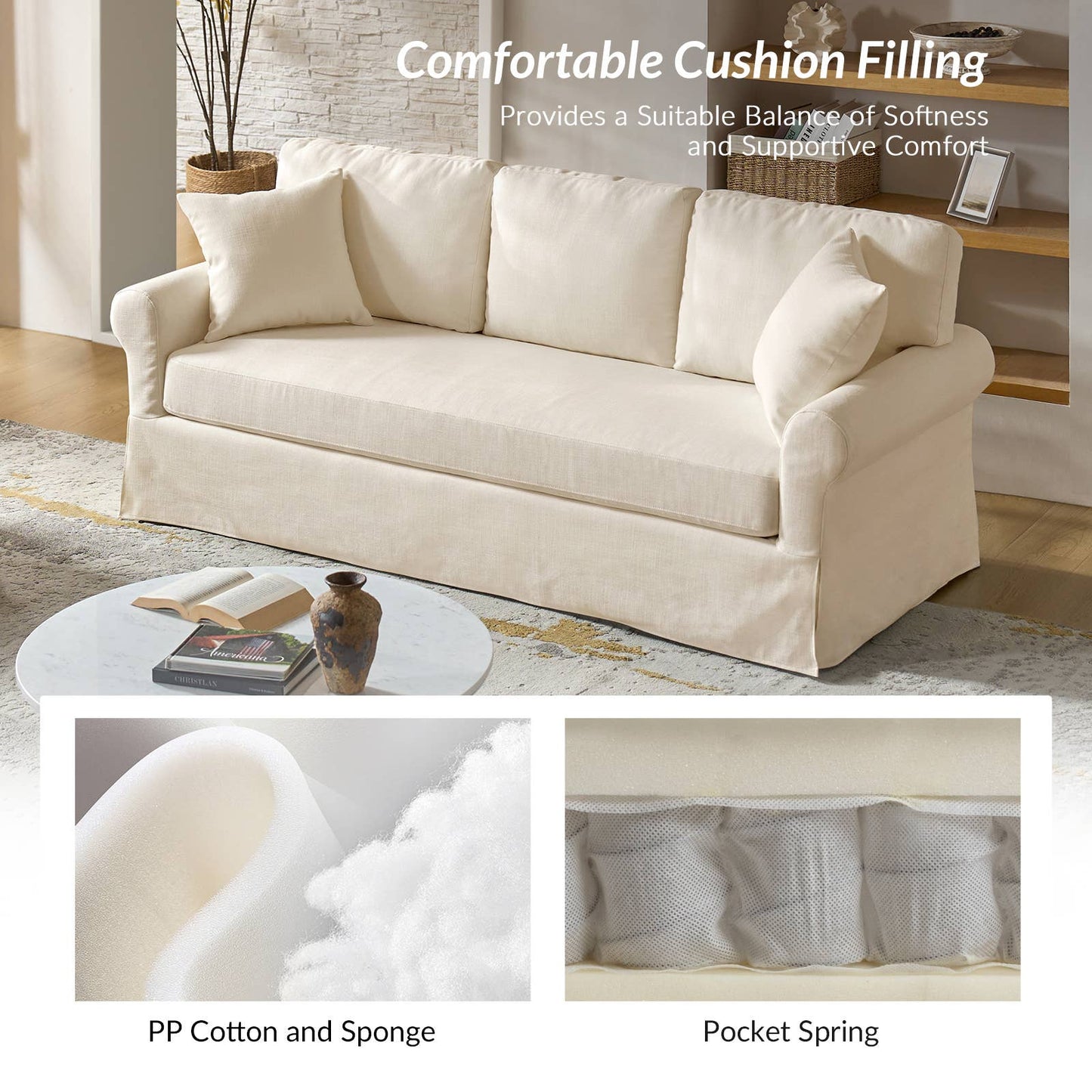 Karat Home - Enrico Slipcovered Sofa