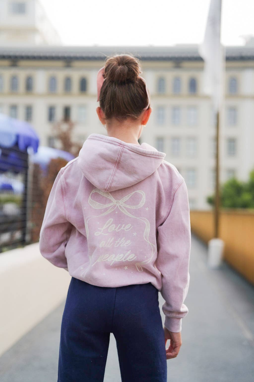 Port 213 - Kids Love People Hoodie-Washed Pink-Girls