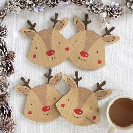 Something Different Wholesale - Set of 4 Christmas Reindeer Coasters