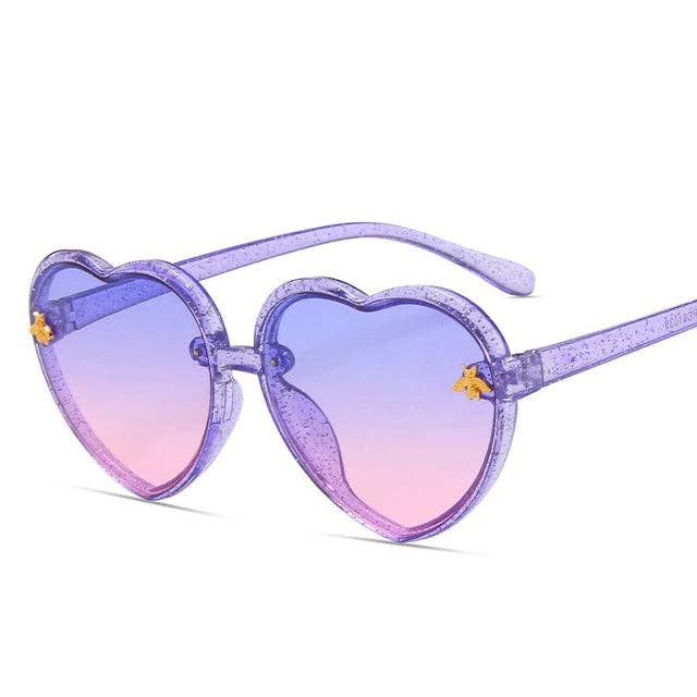 Cheeky Plum - Heart Sunglasses - Purple Glitter