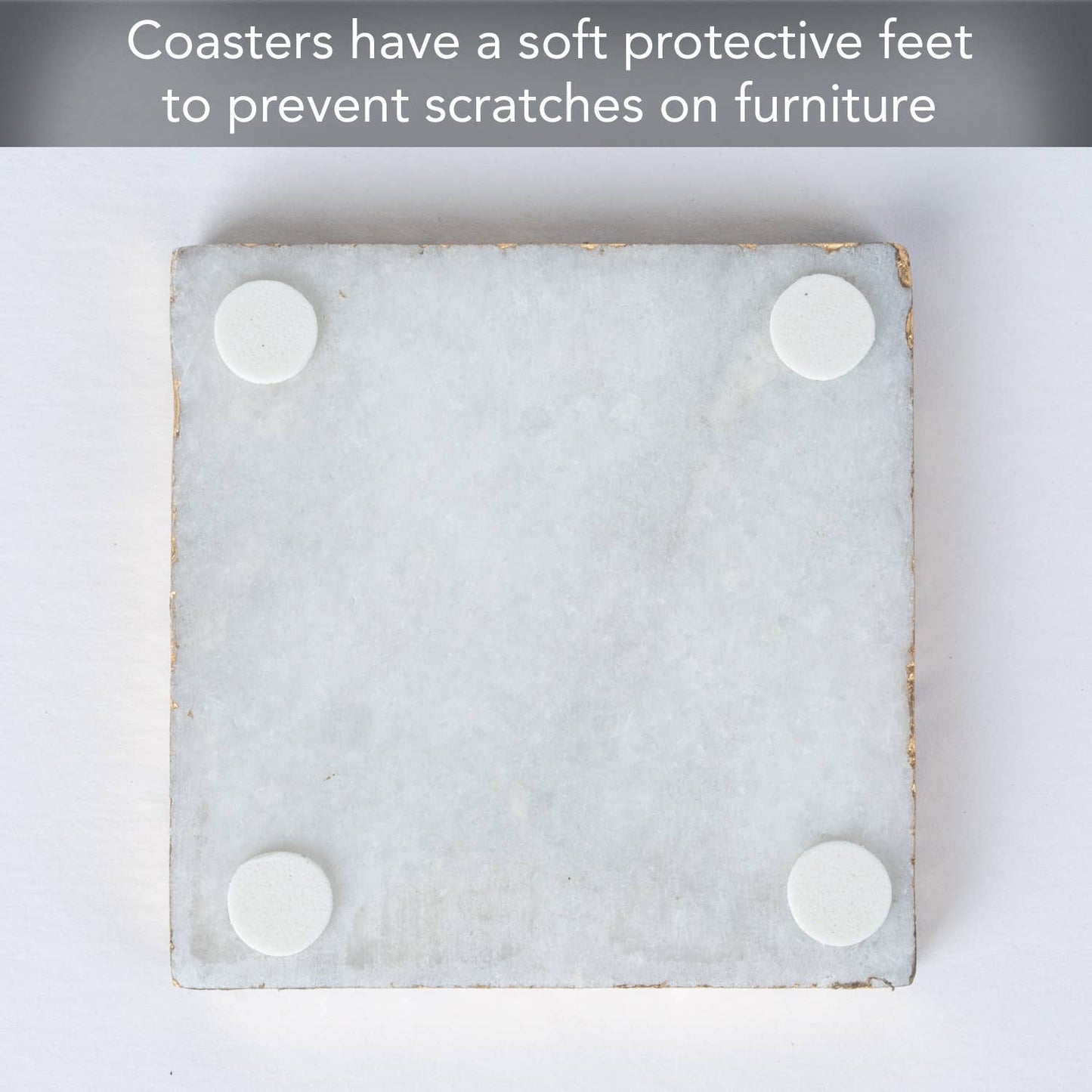 CounterArt/Highland Home/Thirstystone - Thirstystone Natural White Marble Coasters with Gold Edges