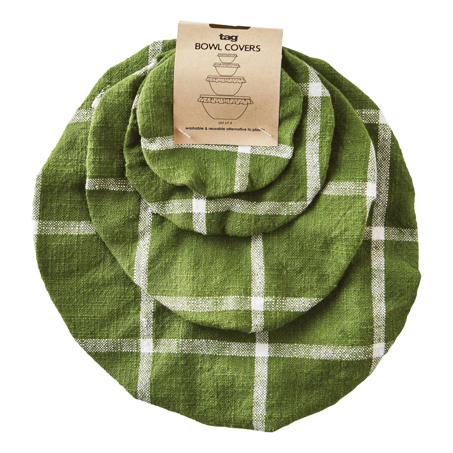 tag - SALE Classic Check Bowl Cover Set of 4 - Foliage