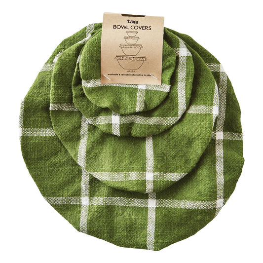 tag - SALE Classic Check Bowl Cover Set of 4 - Foliage