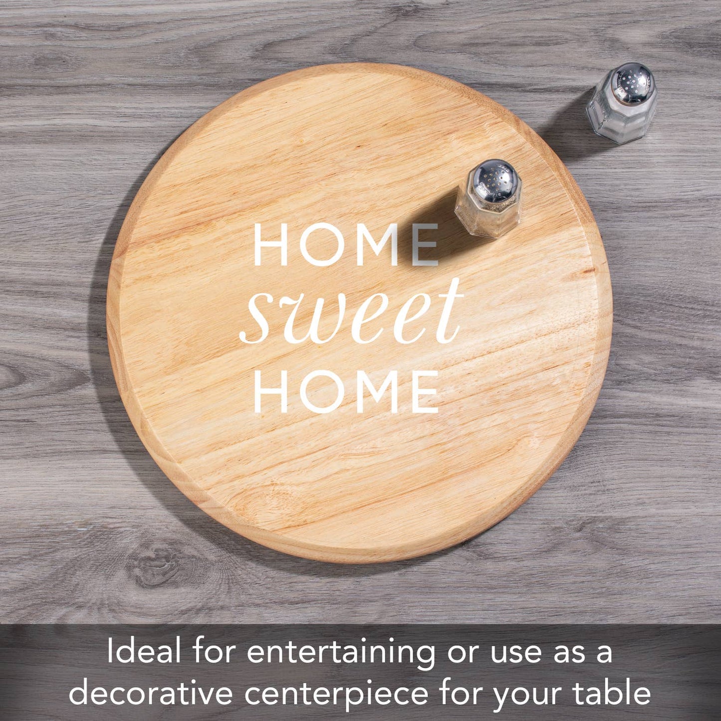 CounterArt/Highland Home/Thirstystone - "Home Sweet Home" Rubber Wood Lazy Susan Turntable 14"