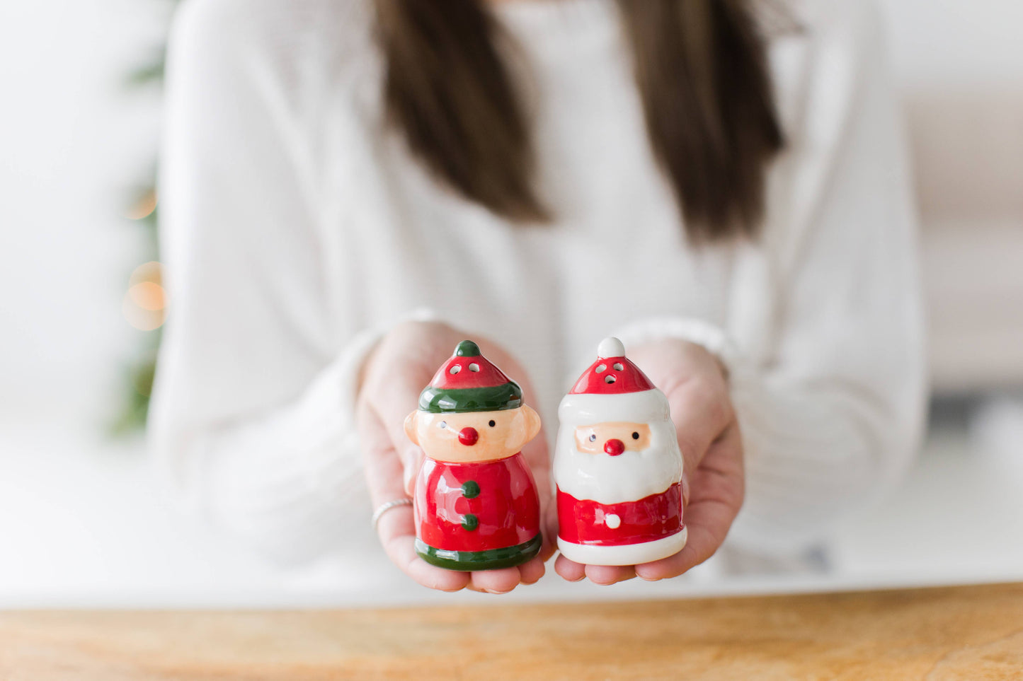 Pearhead - Santa & Elf Salt & Pepper Shaker Christmas Set