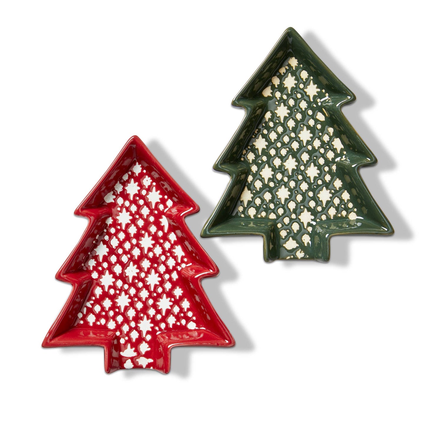 tag - Winter Trees Ceramic Shaped Spoon Rest, Red and Green