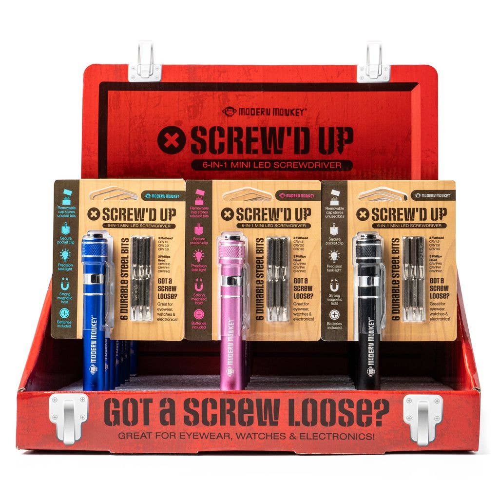 DM Merchandising -  Modern Monkey® Screw’d Up 6-in-1 Mini LED Screwdriver