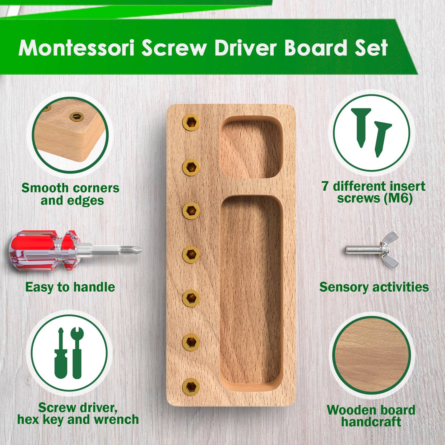 Panda Brothers - Montessori Wooden Screw Driver Set