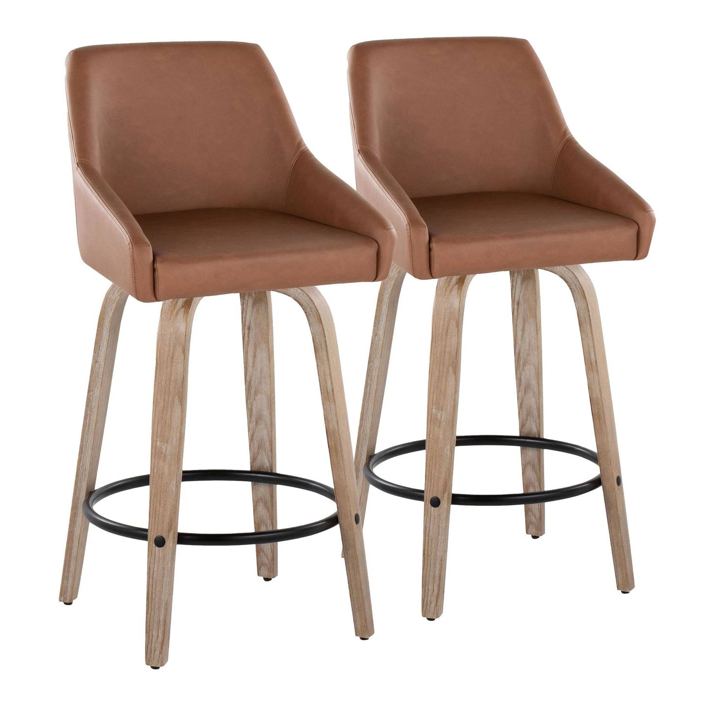 LumiSource and Grandview Gallery - Hannah 26" Fixed-Height Counter Stool WW - Set of 2