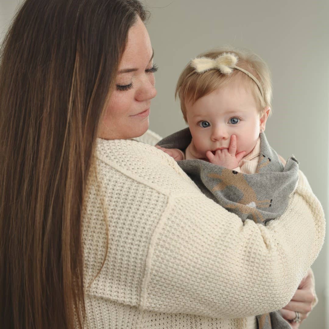 Bleu La La - 100% Luxury Cotton Receiving Swaddle Baby Blanket - Deer