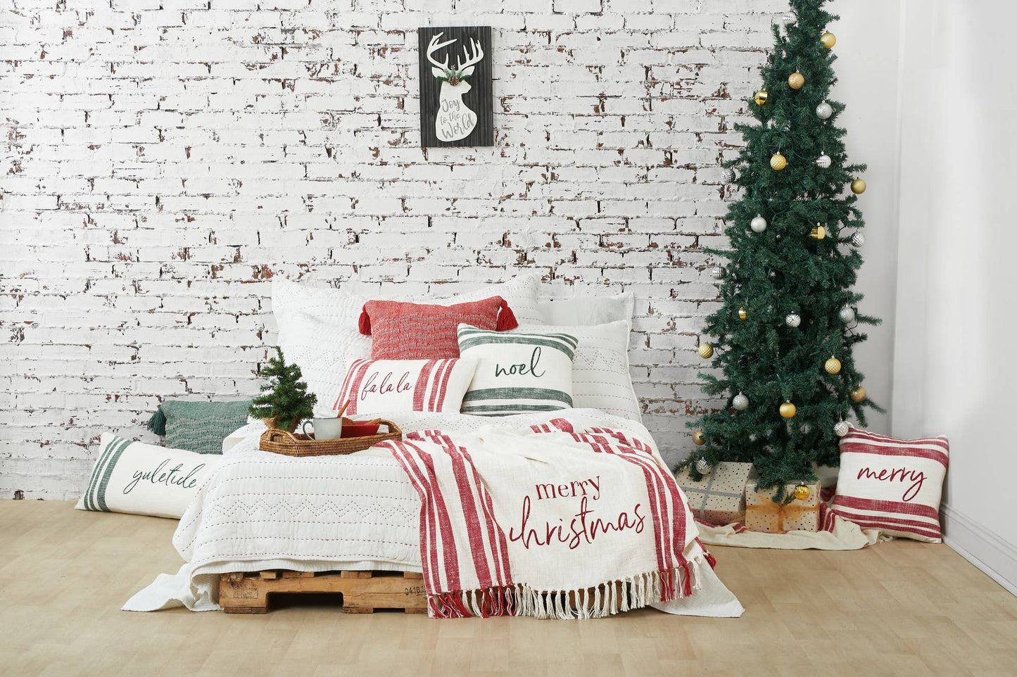 carol & frank - Christmas Morgan Noel Green Throw Pillow