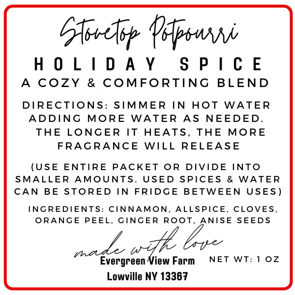 Evergreen View Farm - Simmer Stovetop Potpourri Holiday Spice Fall Christmas Blend
