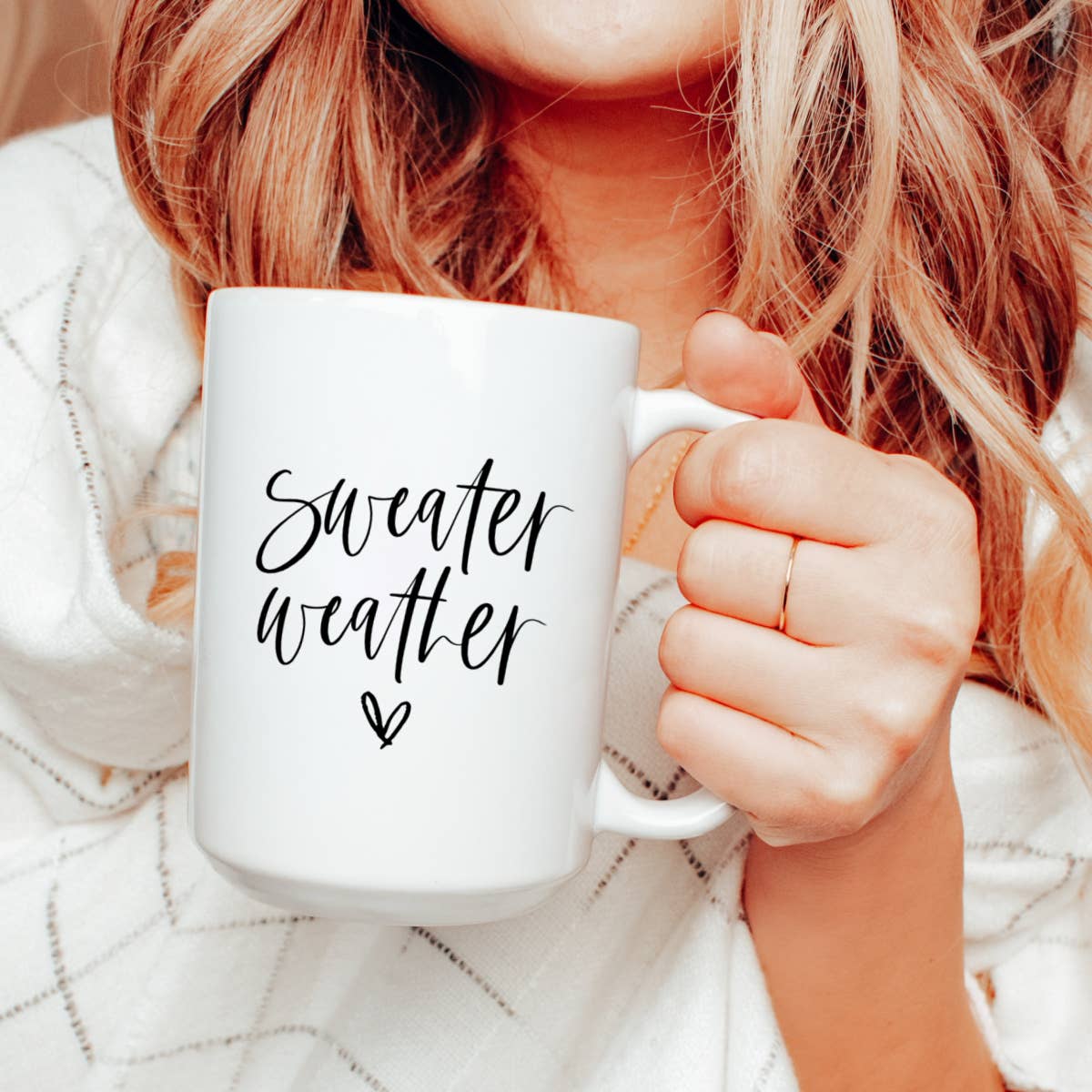 Mug and Mini - 15oz Sweater weather ceramic coffee mug, fall mug