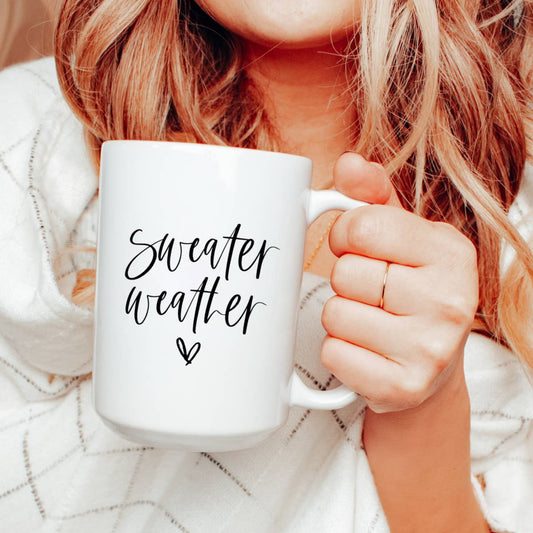 Mug and Mini - 15oz Sweater weather ceramic coffee mug, fall mug