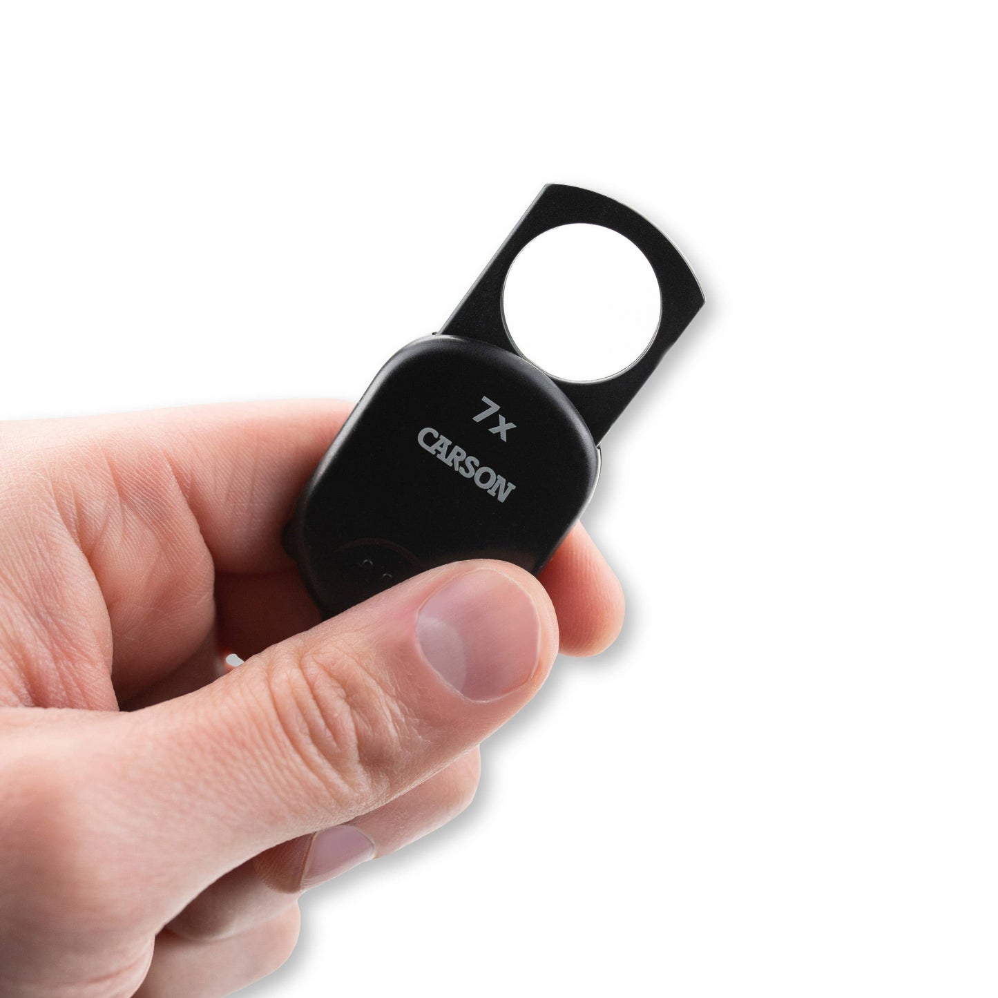 Carson - 7x, Pop-Up Retractable Aspheric Keychain Magnifying Glass